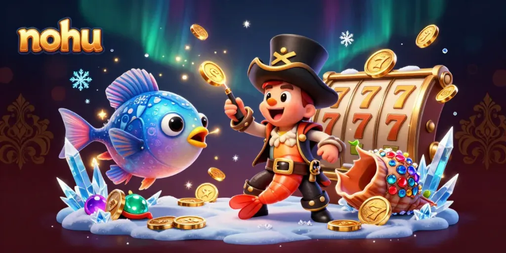 Experience the thrill of nohu as the anglerfish attracts gold coins in this lively casino scene.