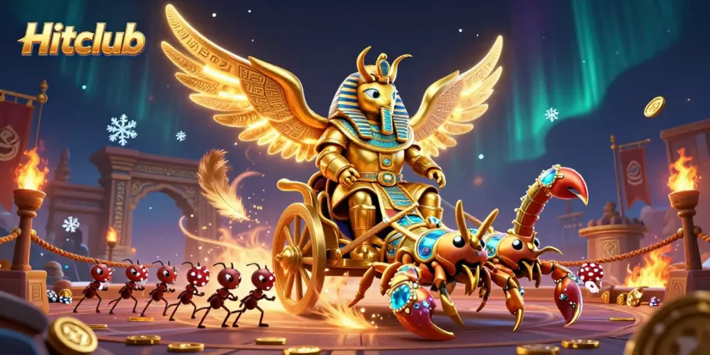 Experience thrilling bets with Hitclub as a golden scarab beetle rules the casino scene.