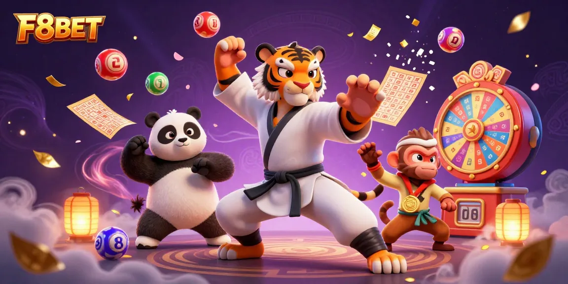 Experience winning excitement at F8BET with a vibrant 3D illustration featuring a kung fu tiger and a panda.