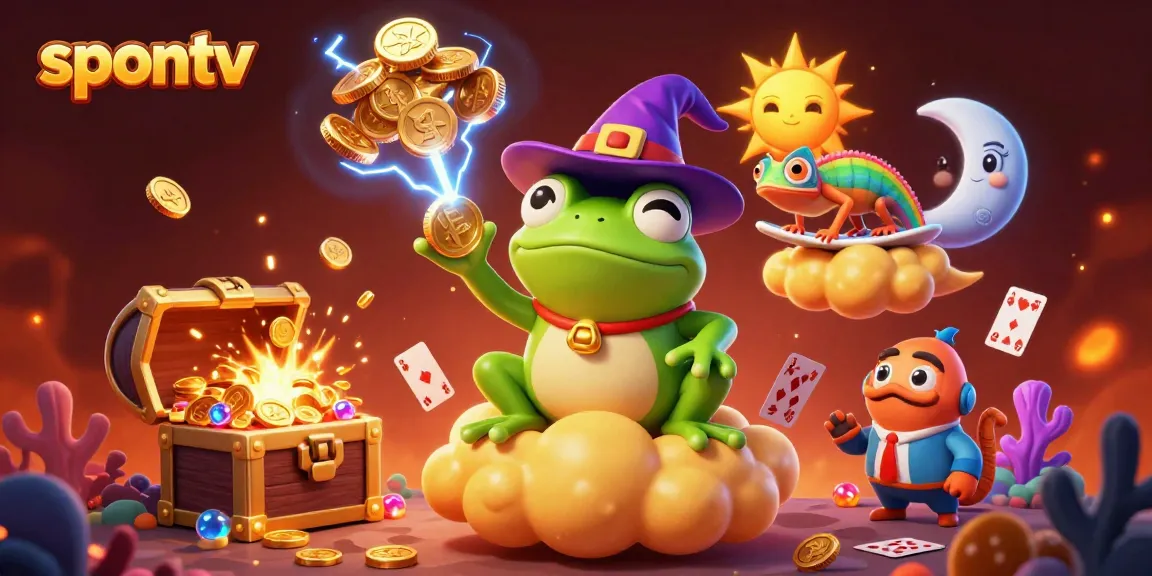 Experience high-quality sports streaming on spontv with dynamic golden storm and colorful characters.