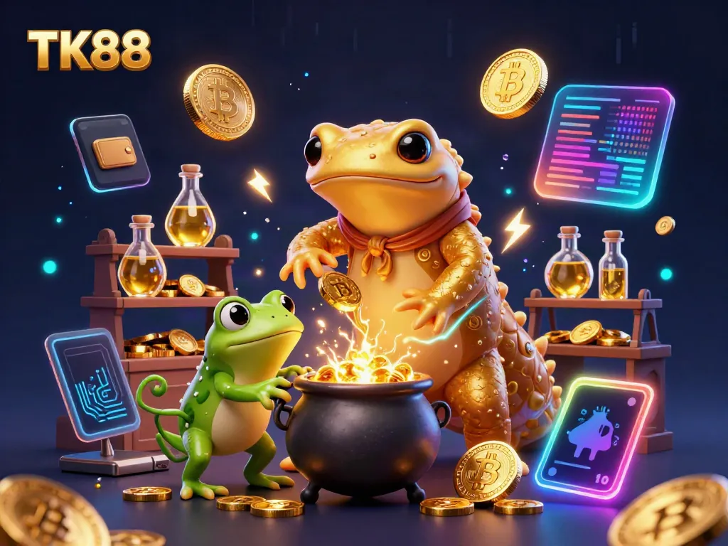 Experience thrilling gameplay with TK88's enchanting casino alchemist and vibrant crypto elements.