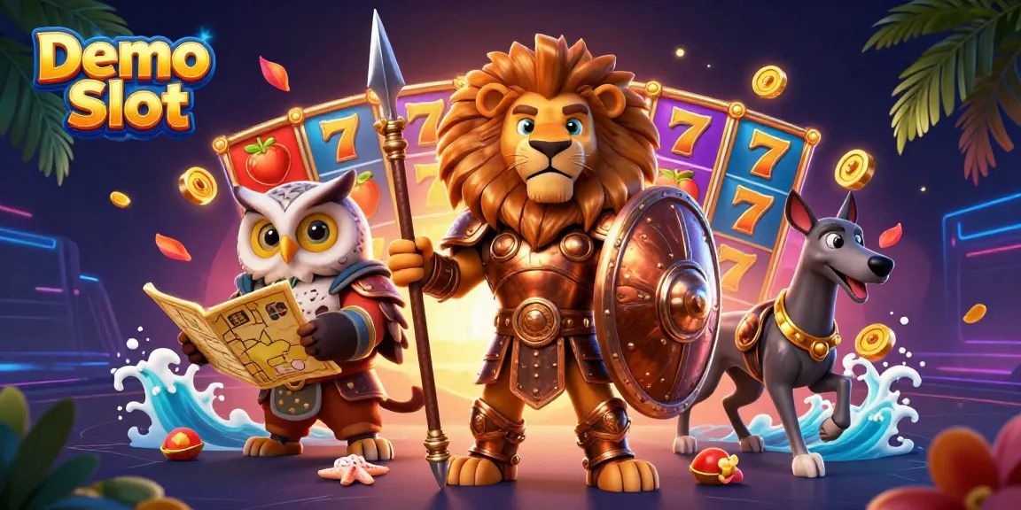 Engage with the thrilling Demo Slot experience featuring a Spartan lion, owl strategist, and greyhound in vibrant 3D.