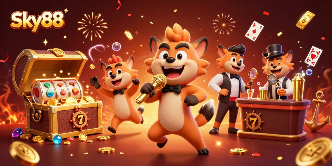 Sky88 hyenas running a comedy casino with exciting visuals and gaming elements.