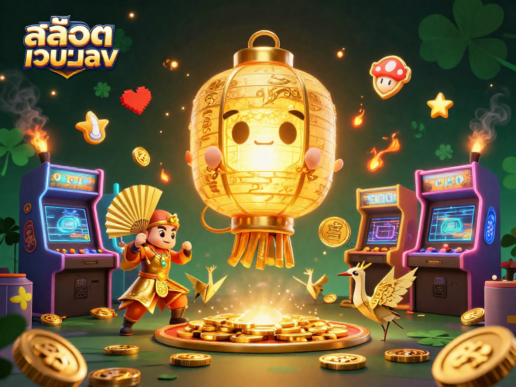 Play slots and win big with สล็อตเว็บตรง in an enchanting casino atmosphere featuring glowing characters.