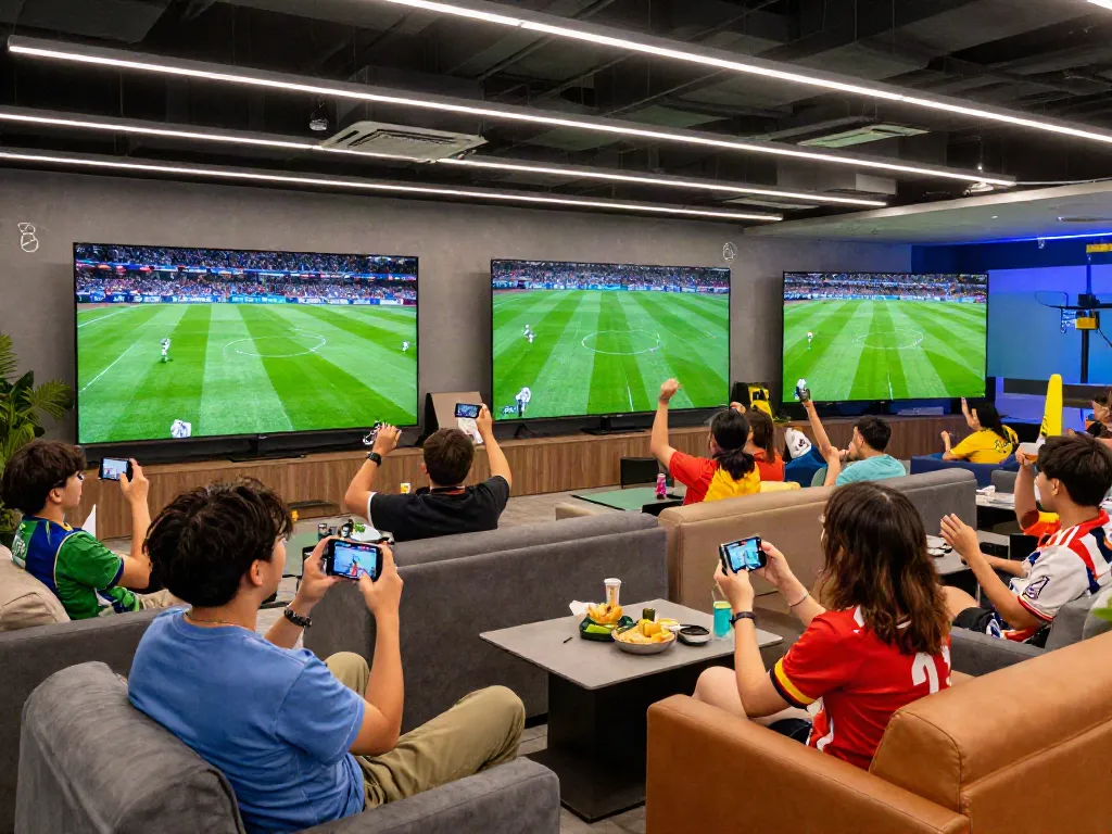Socolive viewers enjoying live football match in vibrant setting