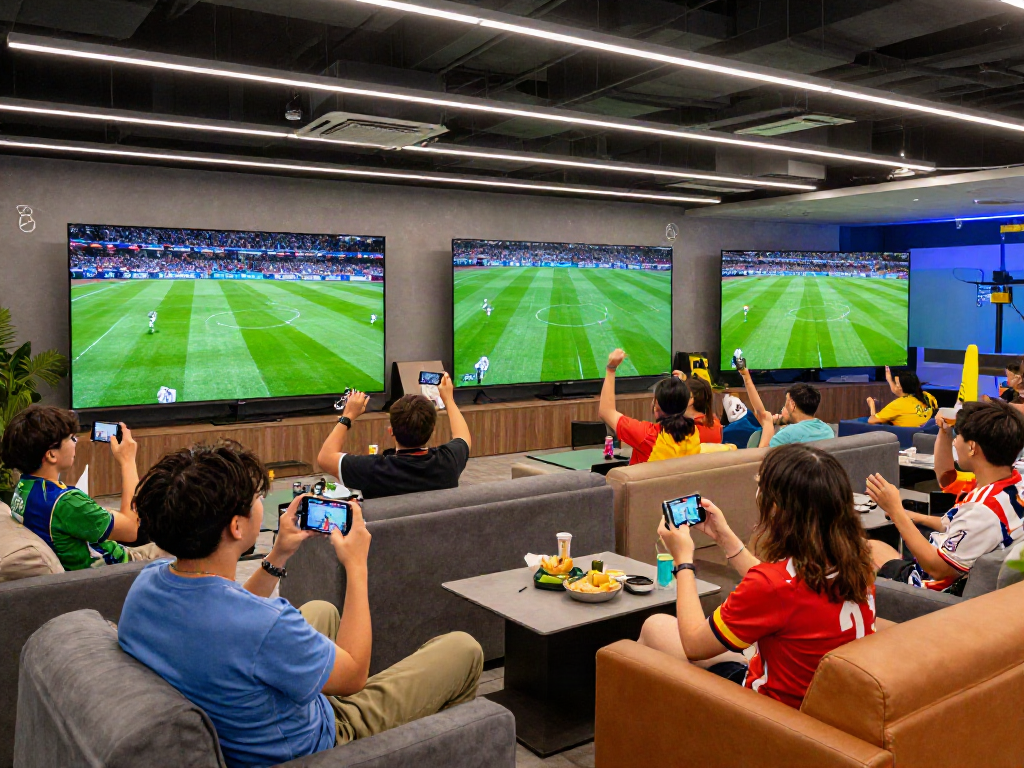 Socolive viewers enjoying live football match in vibrant setting