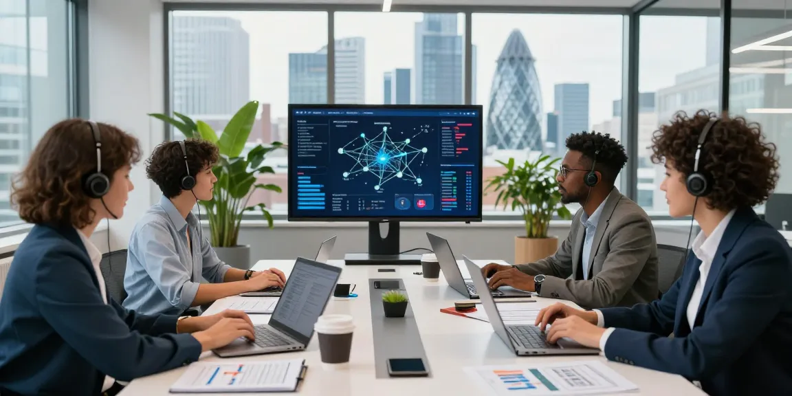 Small business IT support London team collaborating in a modern office.