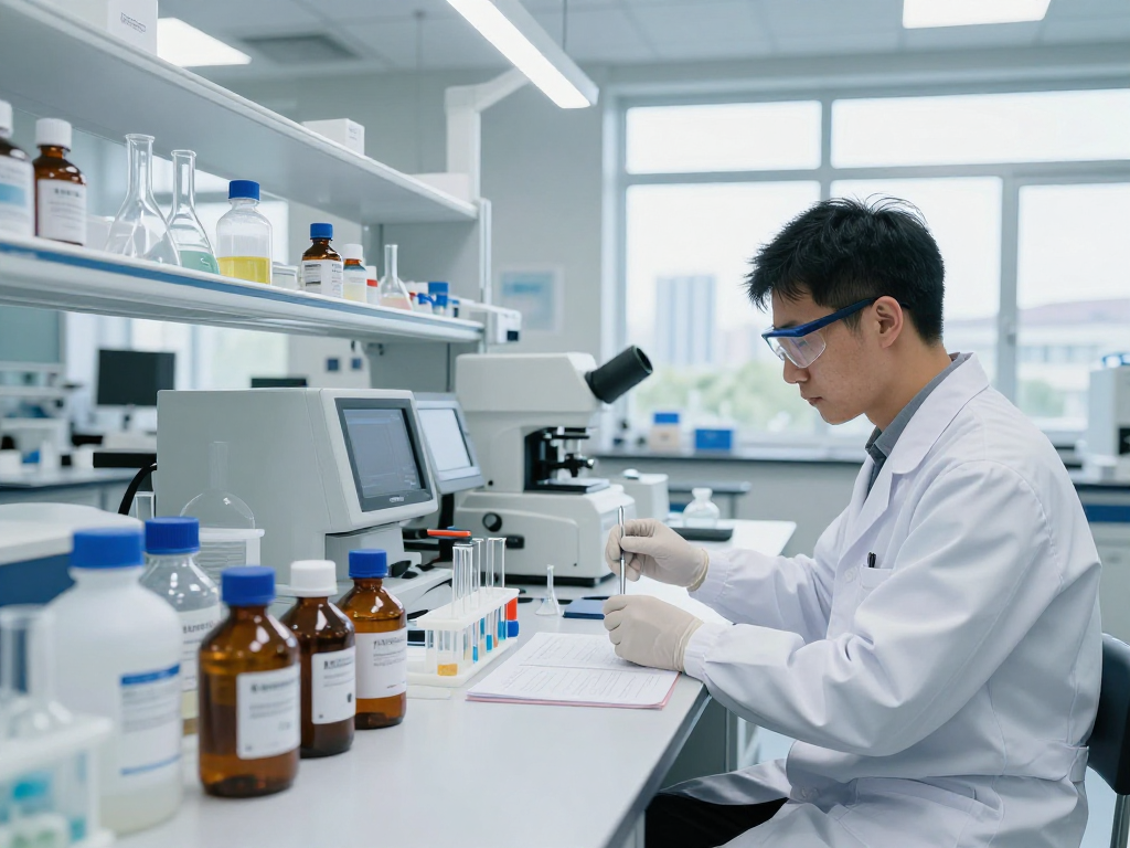 Scientist in a lab conducting experiments with quality chemicals from a reliable chemical supplier.