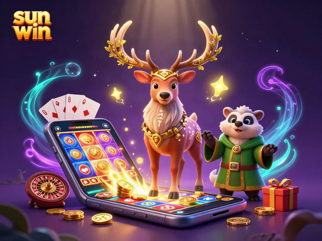 Experience vibrant slot game action with sun win in this 3D illustration filled with gold coins and dynamic elements.