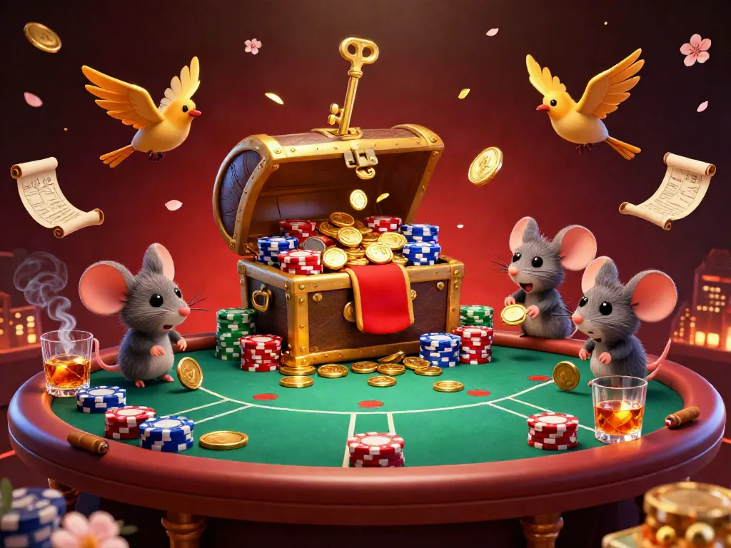 Experience thrilling poker action on Cakhiatv with colorful chips and a treasure chest luring in adventure.