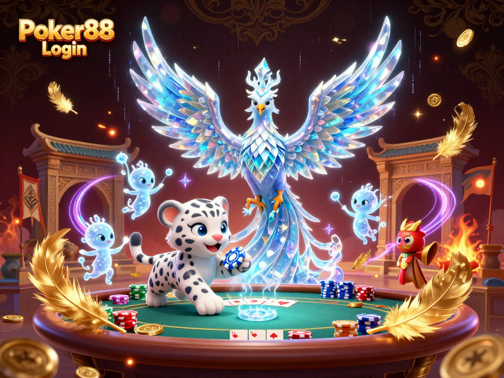 Engage with Poker88 Login for online gaming with an interactive scene featuring poker elements.