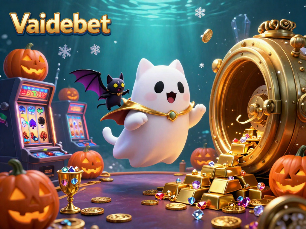 Engage in winning experiences at Vaidebet with a thrilling ghost and bat adventure in a spirited casino setting.