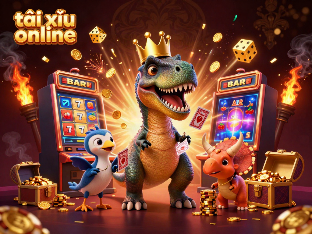 Experience the thrill of tài xỉu online with vibrant characters and dynamic casino elements.