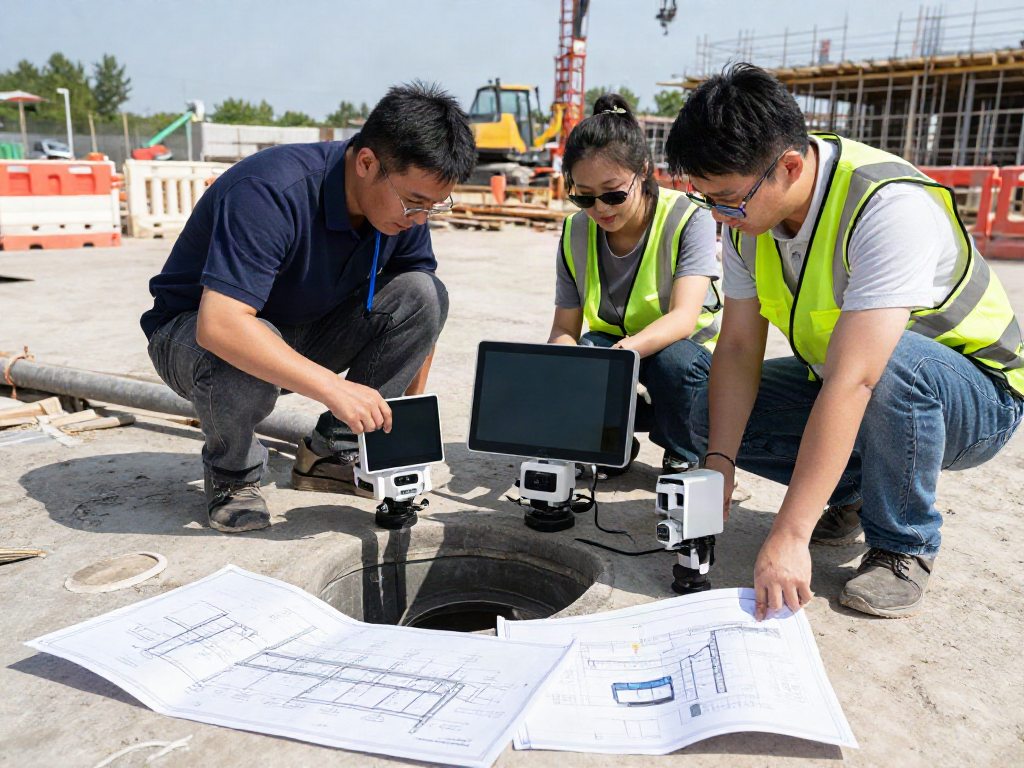 CCTV Drainage Survey London with professionals inspecting drains using high-tech cameras and reviewing footage on-site.