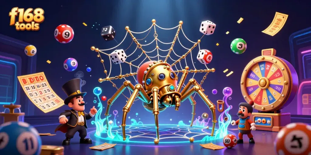 Engage with f168 tools for winning lottery tricks amidst vibrant casino elements.
