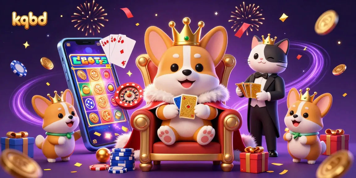 Experience thrilling kqbd moments with a royal corgi, golden cards, and vibrant casino elements.