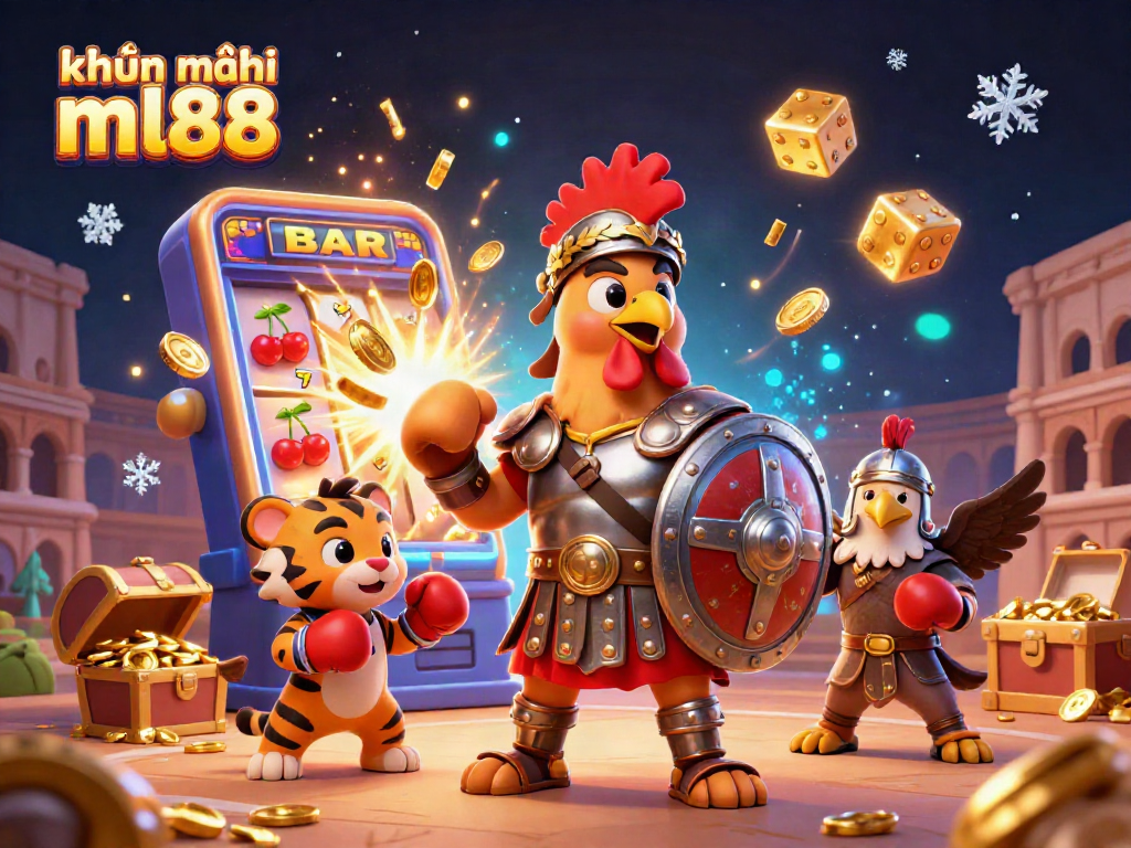 Experience thrilling promotions with khuyến mãi ml88 in this dynamic casino scene featuring vibrant characters and game elements.