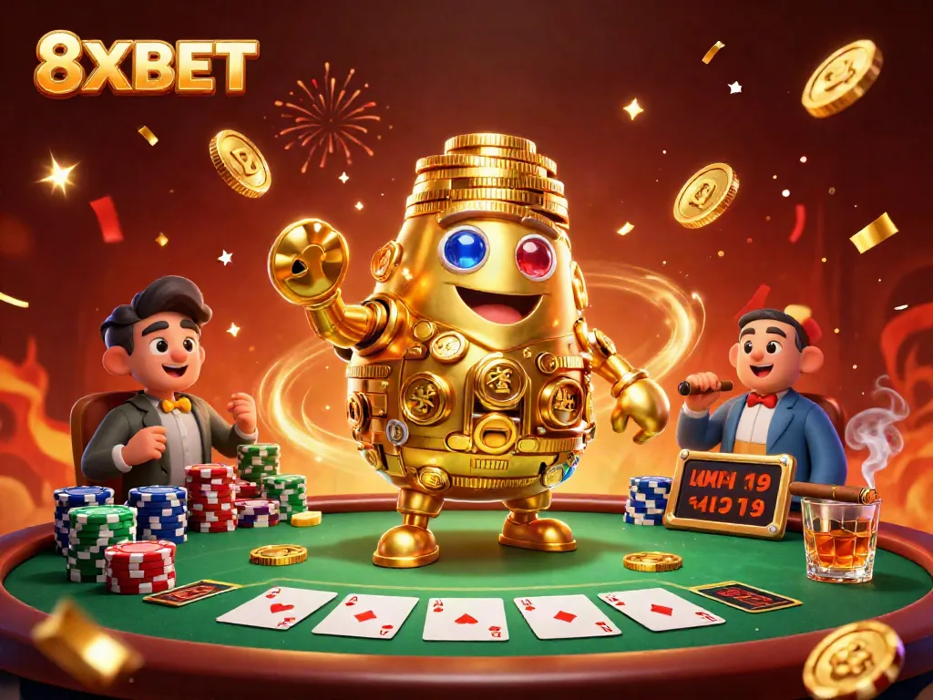 Experience thrilling gambling with 8XBET in a dynamic casino scene featuring rich visuals and action.