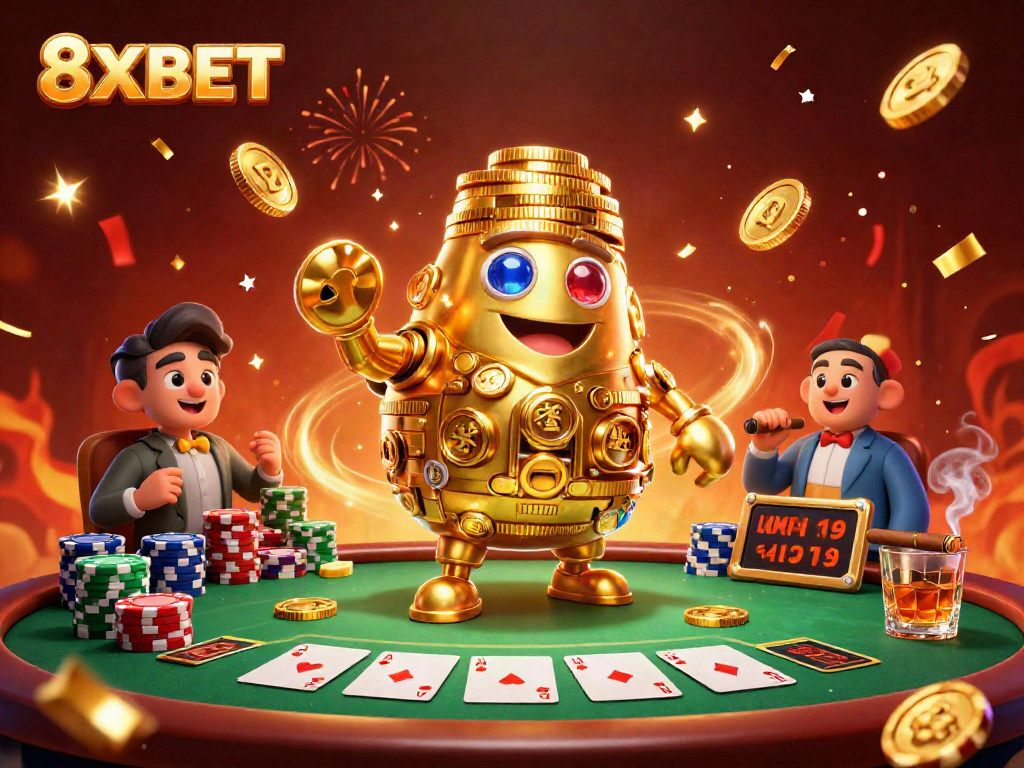 Experience thrilling gambling with 8XBET in a dynamic casino scene featuring rich visuals and action.